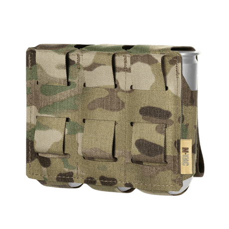 M-Tac pouch for 3 VOG-granater med MOLLE Laser Cut-system i slitesterkt Cordura Squadron-materiale, camo-design.