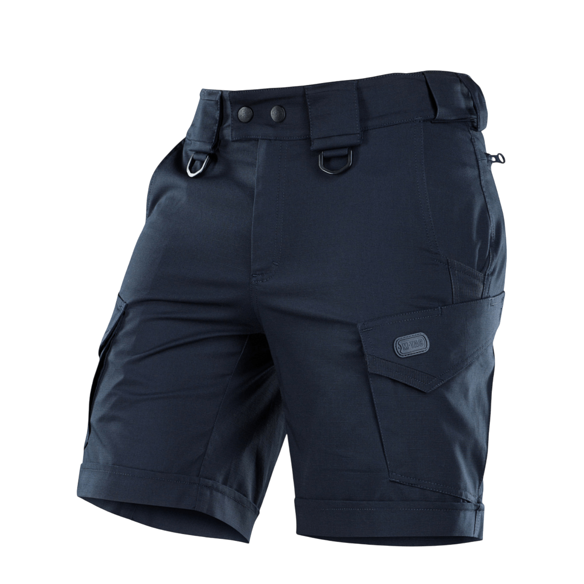 M-Tac Shorts Aggressor Short i sort polycotton flex rip-stop, med justerbare elastiske stropper og YKK lynlåse, ideel til taktisk brug.