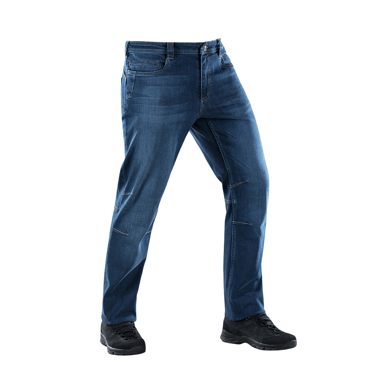 M-Tac Tactical Gen.I Regular Fit jeans på en mannequin, fremstillet i slidstærkt denim, designet til taktisk brug og komfort.