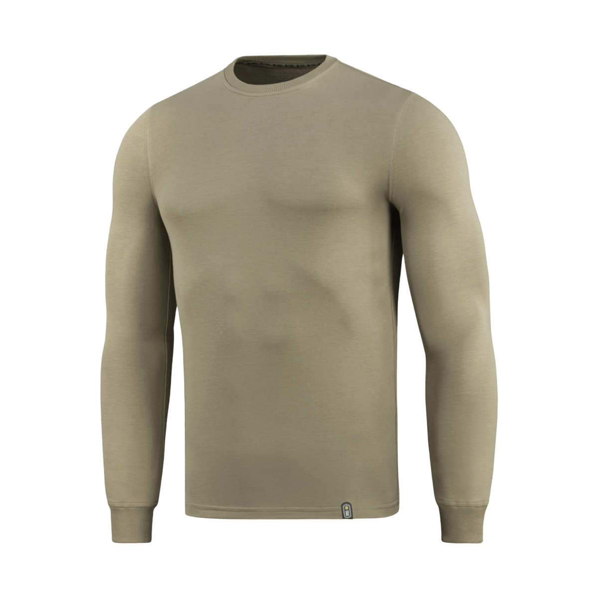 M-Tac Pullover 4 Seasons med rund hals i beige, minimalistisk design til taktisk og hverdagsbrug, lavet af bomuld og elastan.