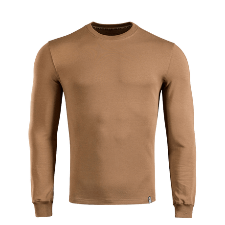 M-Tac Pullover 4 Seasons med rund hals for hverdags- og taktisk bruk, 95% bomull, 5% elastan, beige farge, minimalistisk design