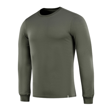 M-Tac Pullover 4 Seasons i olivengrønn med rund hals, perfekt for bruk året rundt. Minimalistisk design, 95% bomull og 5% elastan.