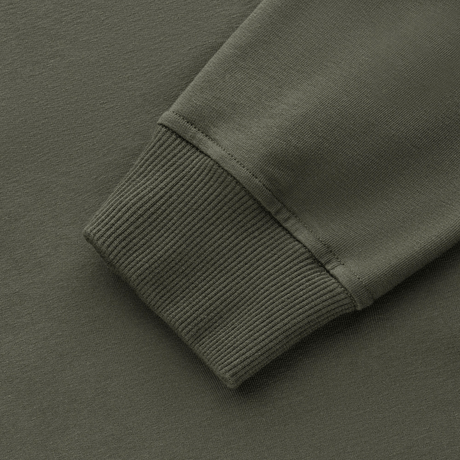 Detaljbilde av mansjett på M-Tac Pullover 4 Seasons i grønn, laget av elastisk stoff for allsidig bruk.