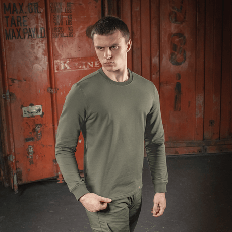 M-Tac Pullover 4 Seasons i grønn, allsidig for hverdag og taktisk bruk, 95% bomull.