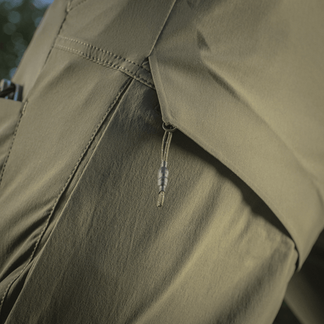 Detalje af M-Tac Shorts Rubicon Flex i mørk oliven med YKK lynlås