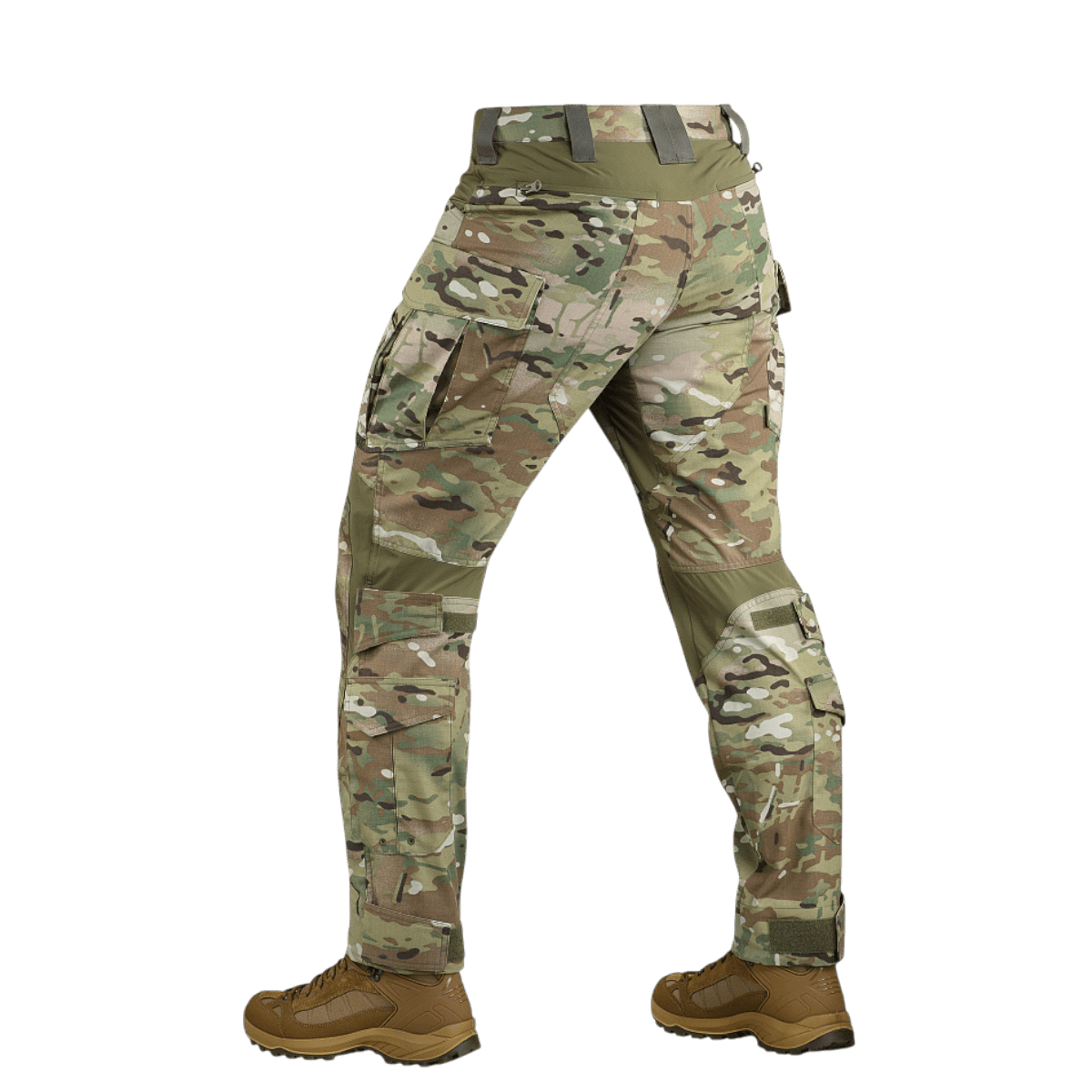 Alt Tag: Multicam-mønstret kampbukser bagfra, del af M-Tac Feltjakke NYCO Extreme sæt, lavet af holdbart NYCO Extreme-stof.