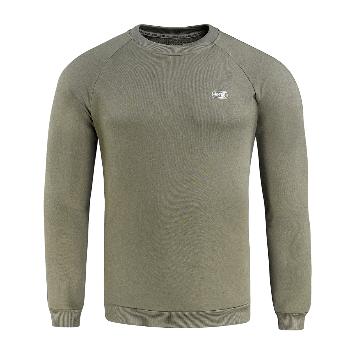 M-Tac Cotton Sweatshirt i olivengrøn perfekt til løb, fitness og daglig brug, lavet af 100% bomuld for maksimal komfort.