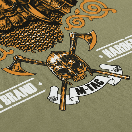 M-Tac T-shirt Viking med vikingehjelm og økser "Til Valhall" design på forside.