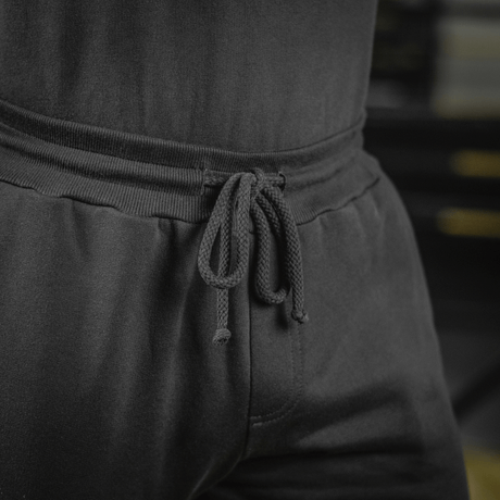 Detalje af M-Tac Bukser Cotton Classic med elastisk talje og snøre, ideelle til sport og hverdagsbrug, lavet af 100% bomuld.