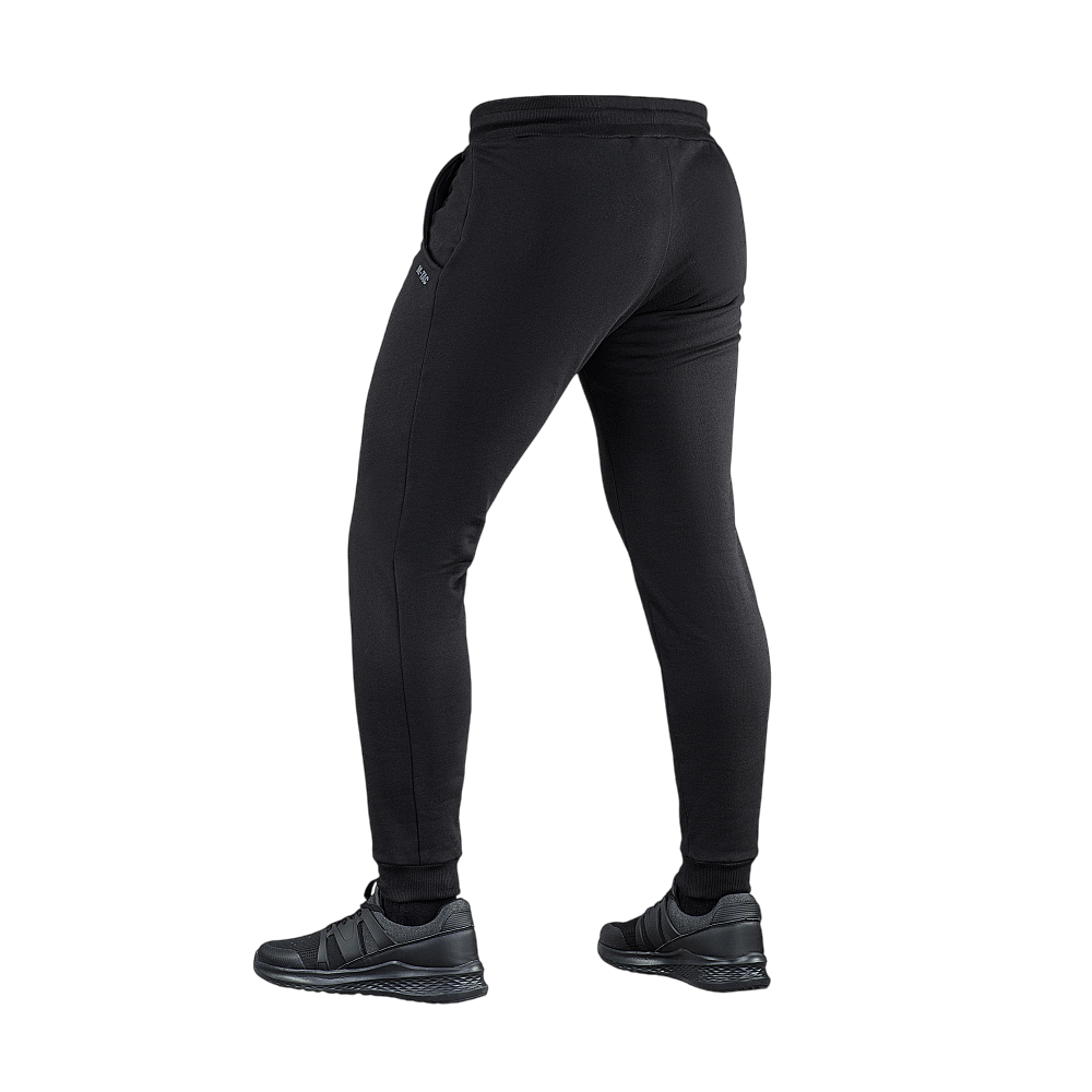 M-Tac Bukser Cotton Classic med komfortabel elastik, velegnet til løb og fitness, set bagfra, 100% bomuld, med sidelommer.