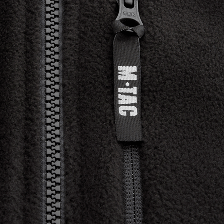 Lynlåsdetalje på M-Tac Alpha Microfleece Jakke Gen.II med forstærkede materialer til taktisk brug og outdoor-eventyr.