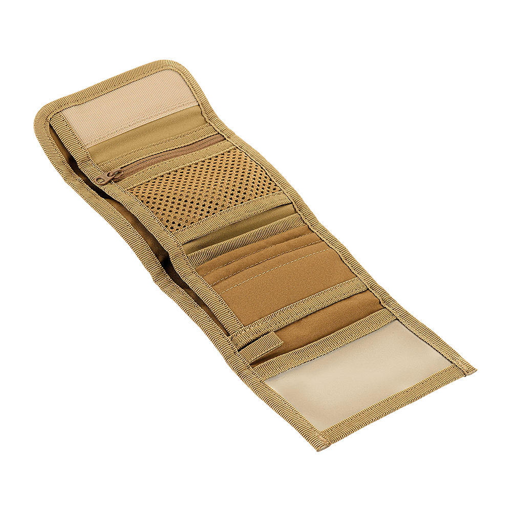 M-Tac Pung Elite Gen.II i slidstærkt Cordura 500D med flere rum til kort og sedler, beige farve.