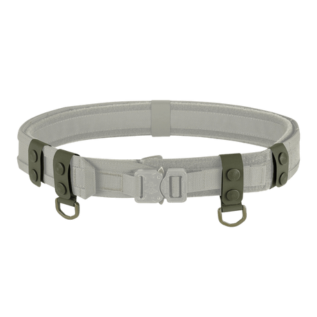 M-Tac Taktiske Bæltefittings (5 stk.) med D-ringe til fastgørelse og ekstra udstyr, grå og grøn design. Perfekt til politibælter.