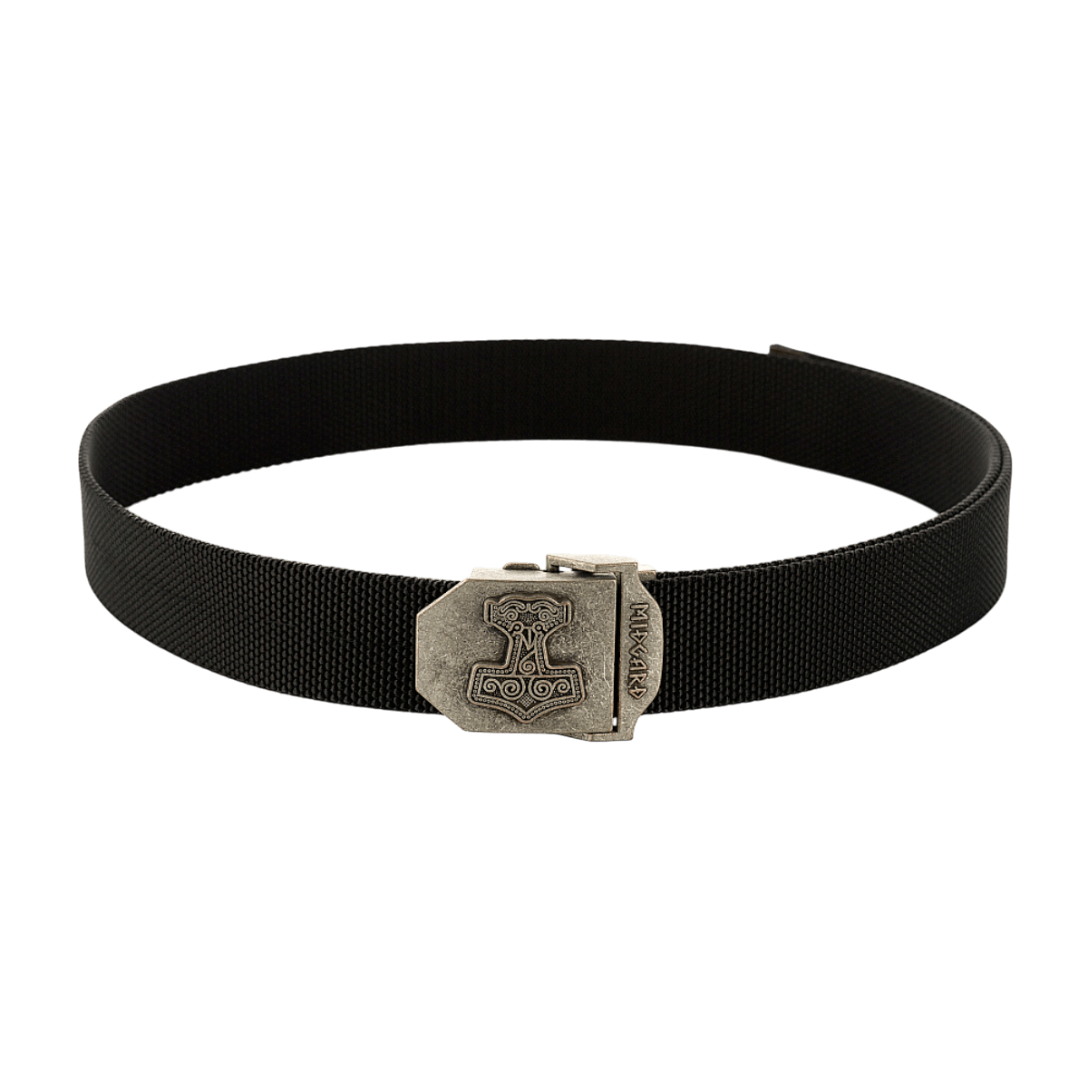 M-Tac Thors Hammer Bælte – Militærstil og funktionalitet med justerbart spænde og Thor's Hammer-emblem, 100% nylon, 38 mm bredt