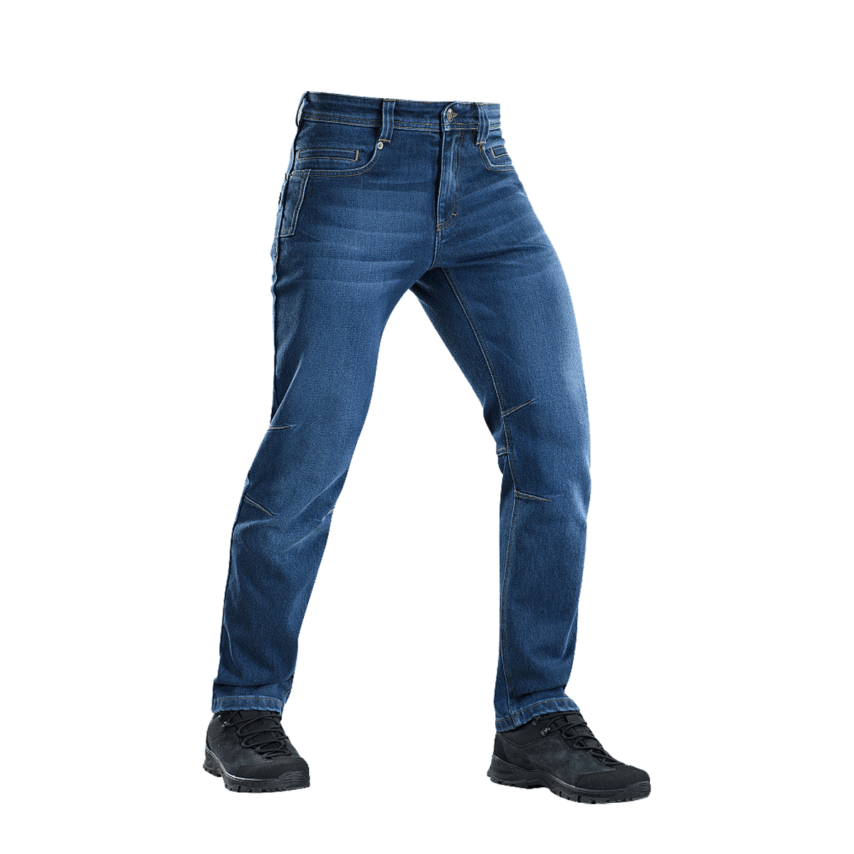 M-Tac Jeans Tactical Gen. I Cordura Regular Fit i denim stof, ideel til skydning, grillfester og træning med øget slidstyrke og komfort.