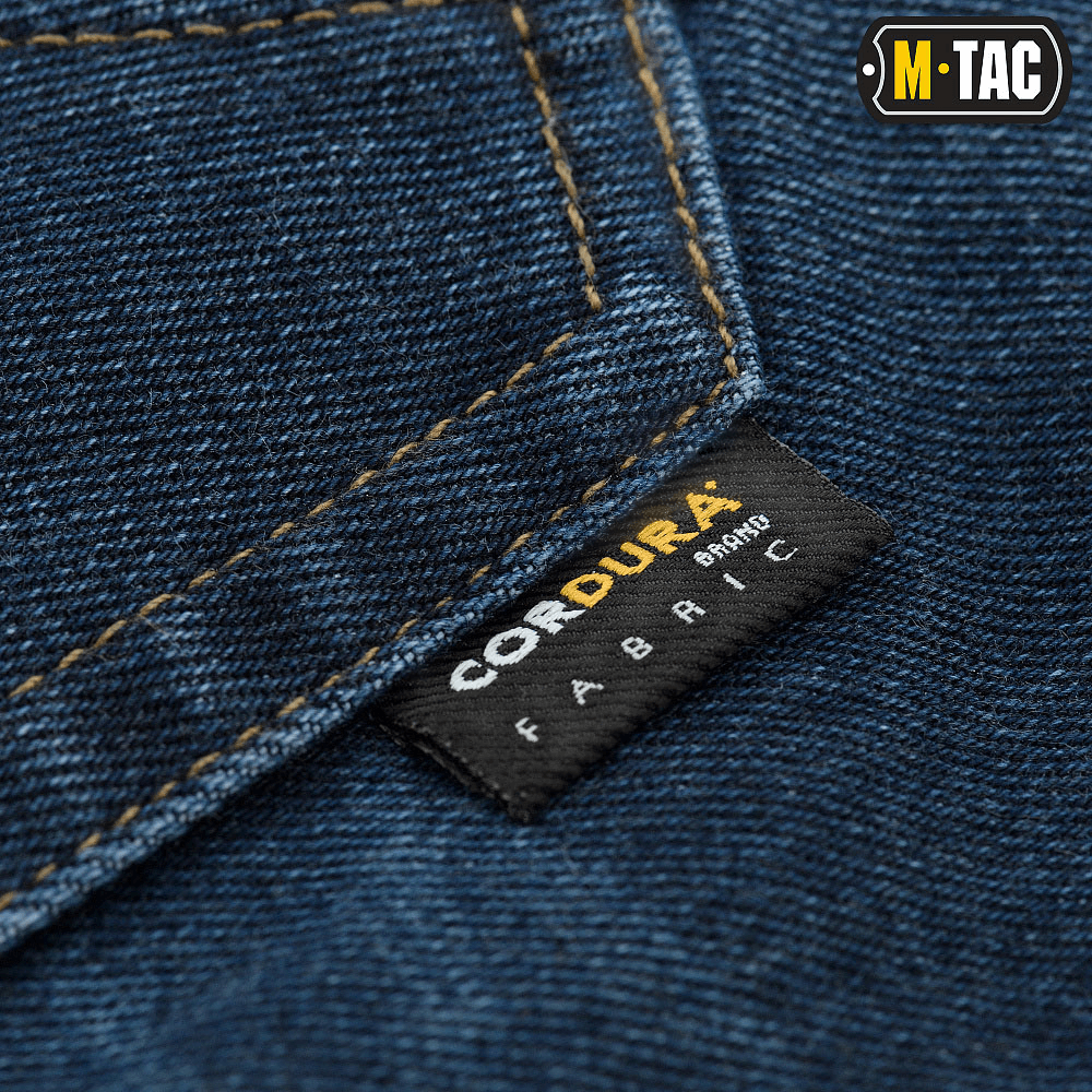 M-Tac Jeans Tactical Gen. I Cordura Regular Fit med holdbart Cordura denimstof, ideel til alsidige aktiviteter og hverdagsbrug.