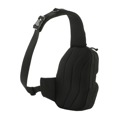 M-Tac Buckler Taske Elite i svart med MOLLE-system og støtdempende pute, ideell for taktisk oppbevaring.