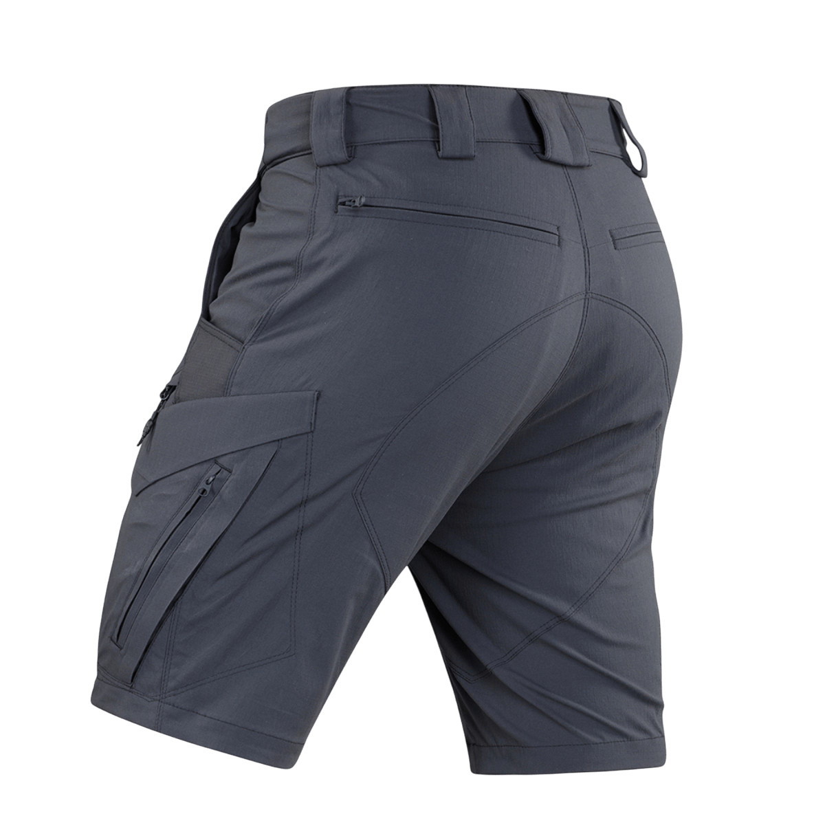M-Tac Aggressor Summer Flex Shorts i Flex Rip-Stop stof, letvægts og åndbare, set bagfra med funktionelle lommer og elastisk talje.