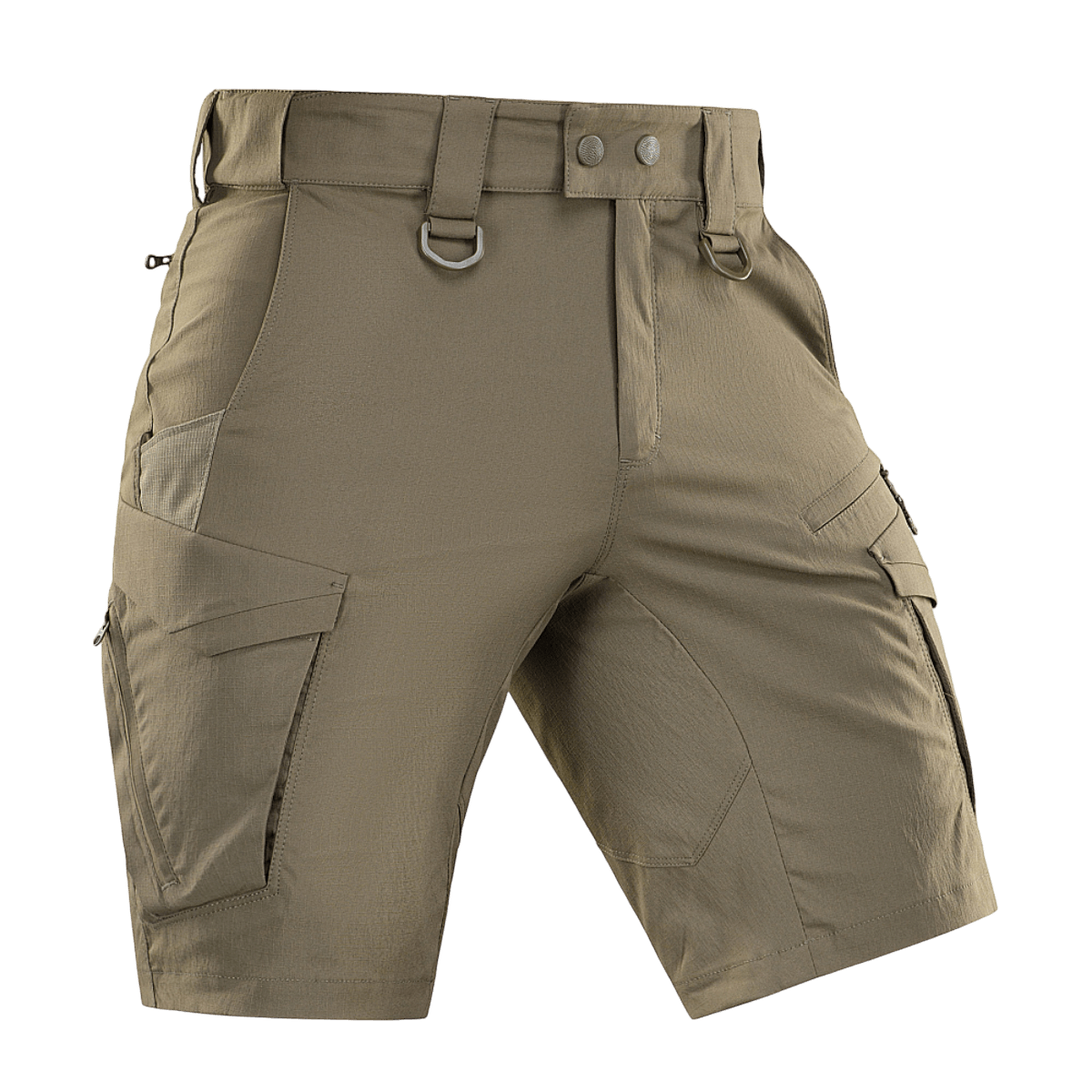M-Tac Aggressor Summer Flex Shorts i Flex Rip-Stop stof, lette taktiske shorts med D-ringe og syv lommer, ideelle til træning og arbejde.