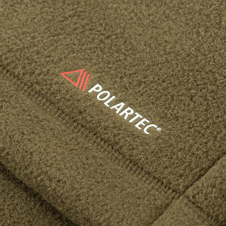 Nærbillede af M-Tac Sprint Fleece Sweatshirt Polartec fremstillet af holdbar og blød Polartec® 200-serie fleece i olivenfarve.