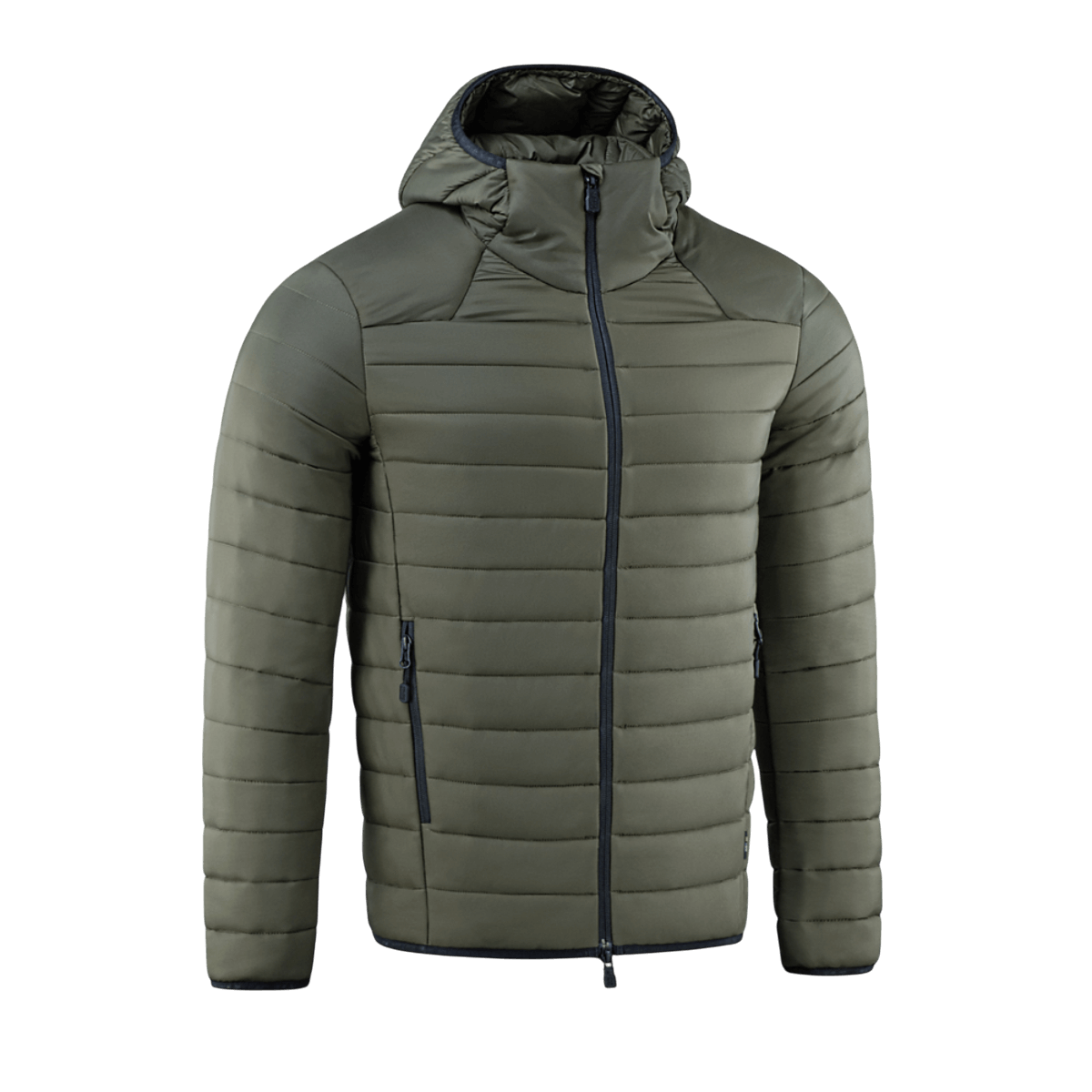 M-Tac Stalker Gen.III Jakke i grøn nylon med hætte og YKK lynlåse, ideel til kolde temperaturer ned til -15°C.