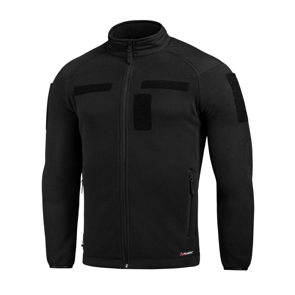 M-Tac Combat Fleece Polartec Jakke i sort med Polartec fleece og vindbeskyttende indsatser til taktisk og casual brug.