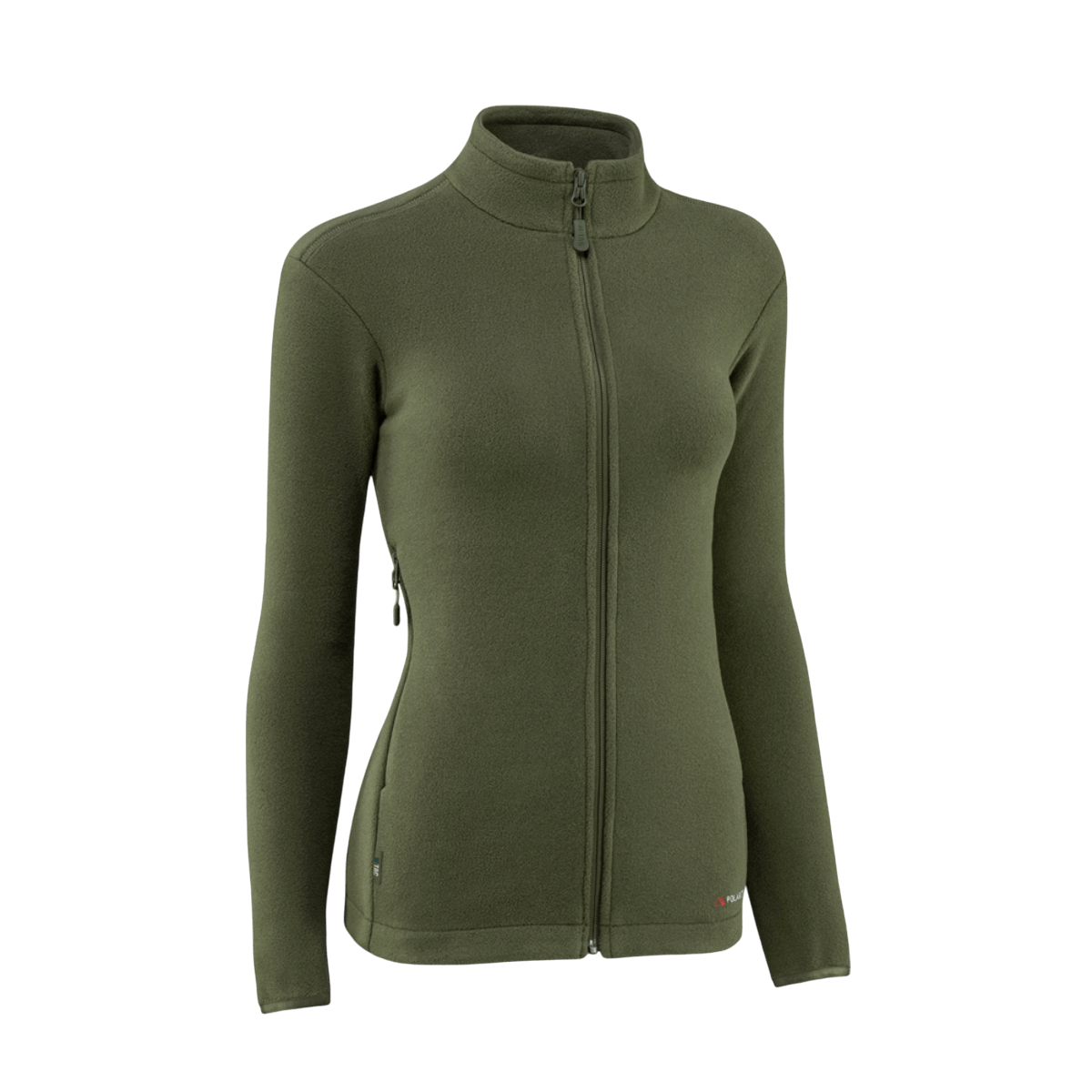 M-Tac Sweater Nord Fleece Polartec Dame i olivengrøn med YKK-lynlås og stand-up krave til komfort og varme.