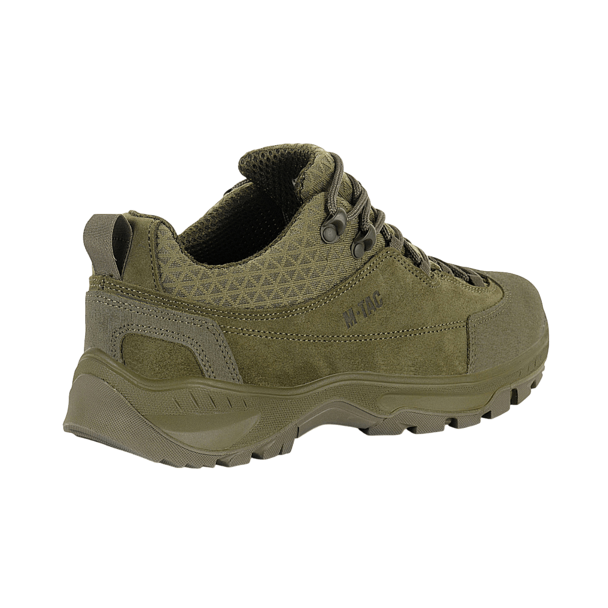 M-Tac Tactical Sneakers Patrol R Vent i olivengrøn, ideelle til trekking og outdoor, med slidstærkt læder og 3D-mesh design.