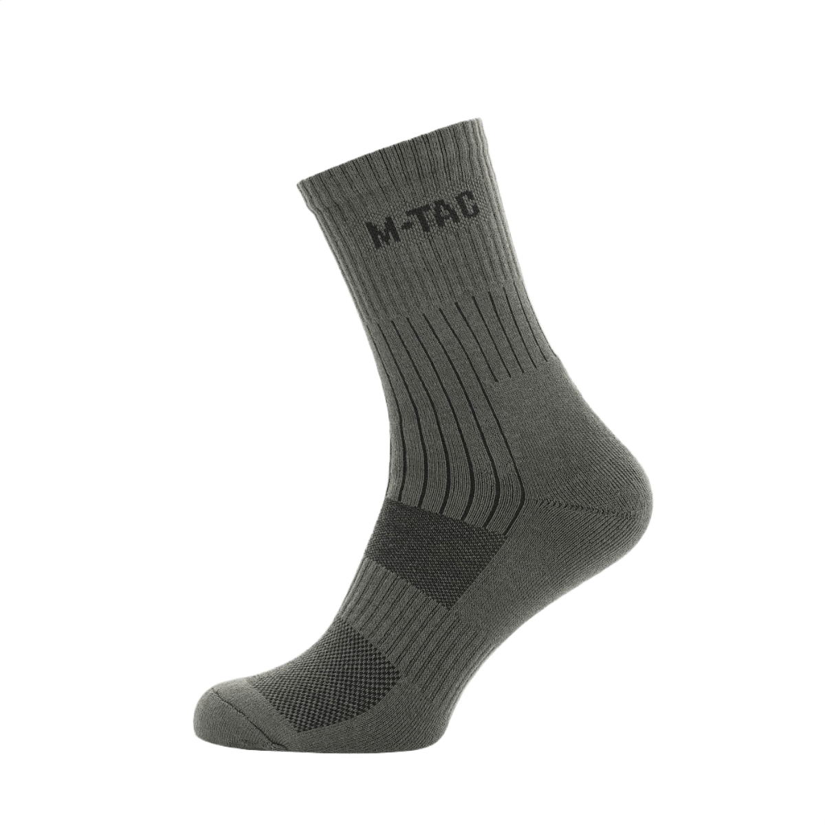 M-Tac Sokker Mk.1 i grå, designet til komfort, støtte og fugttransport under gåture med svangstøtte og ventilationskanaler