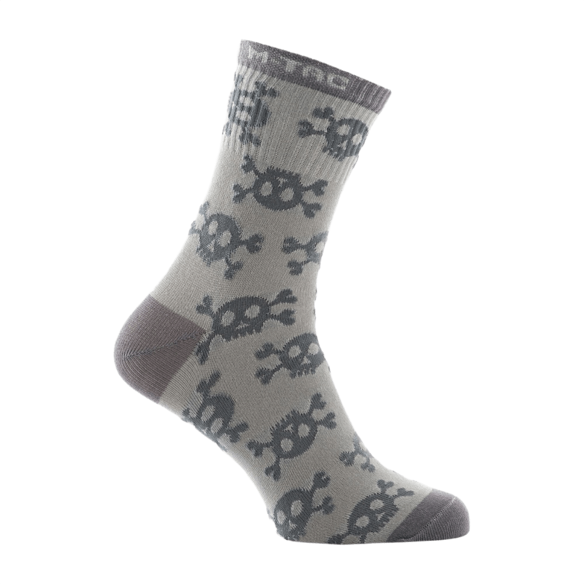 M-Tac Letvægtssokker Mk.3 Pirate Skull i grå med piratkraniumdesign, perfekte til sommerbrug og trekking, lette og åndbare materialer.