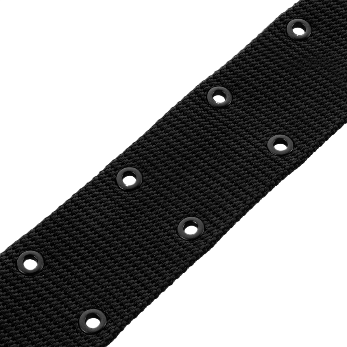 Sort M-Tac Pistolbælte med plastikspænde, nylonmateriale, inspireret af BSS/A.L.I.C.E. systemet, bredde 5,5 cm, 1980'ernes militærdesign.