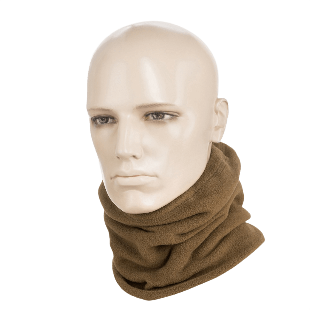 M-Tac Fleece Neck Gaiter med Snor i brun fleece, justerbar og alsidig halsedisse, vist på mannequin, perfekt til koldt vejr.