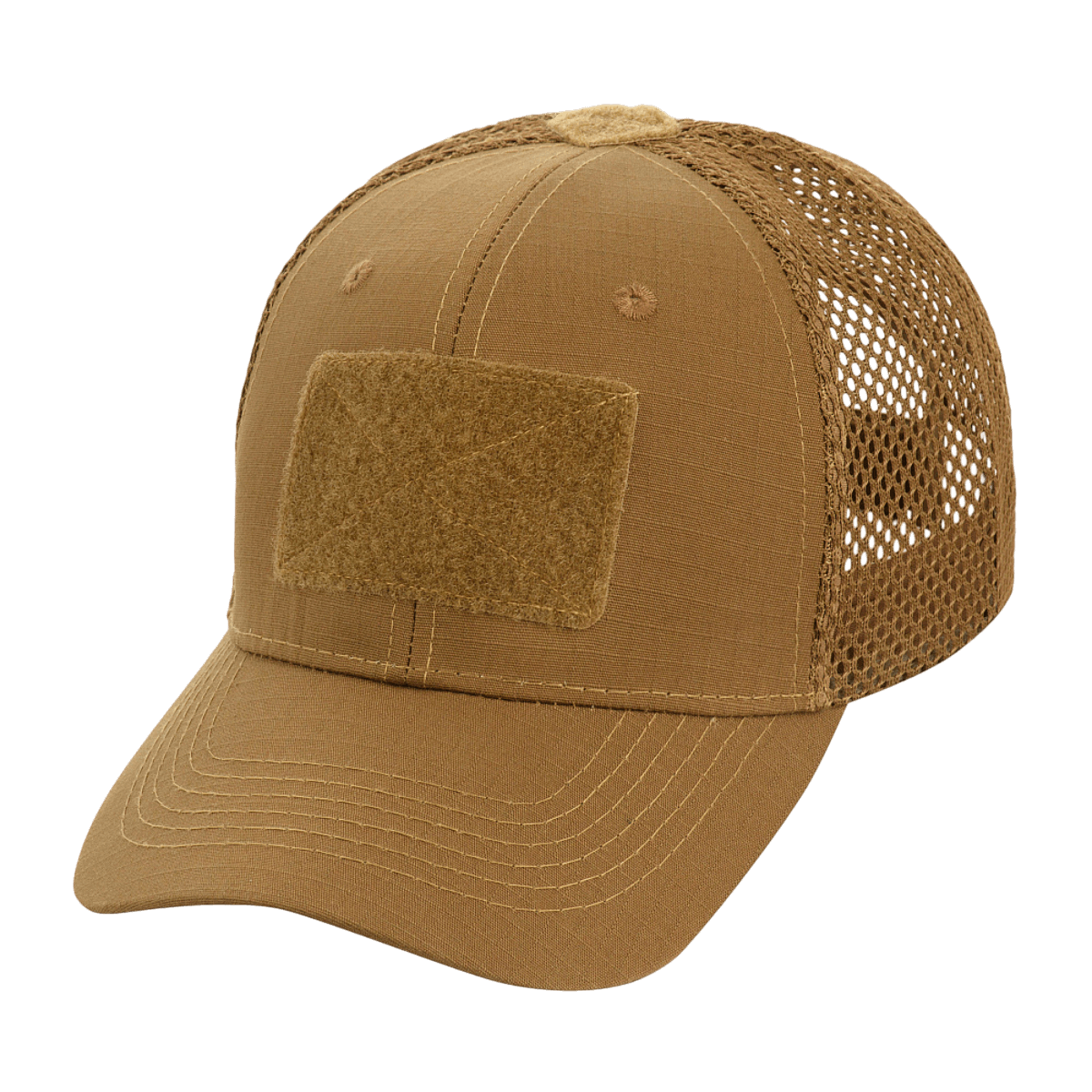 M-Tac Mesh Flex Ripstop Baseball Cap med Velcro i brun farve, ideel til taktisk brug og varme sommerdage med justerbar pasform.