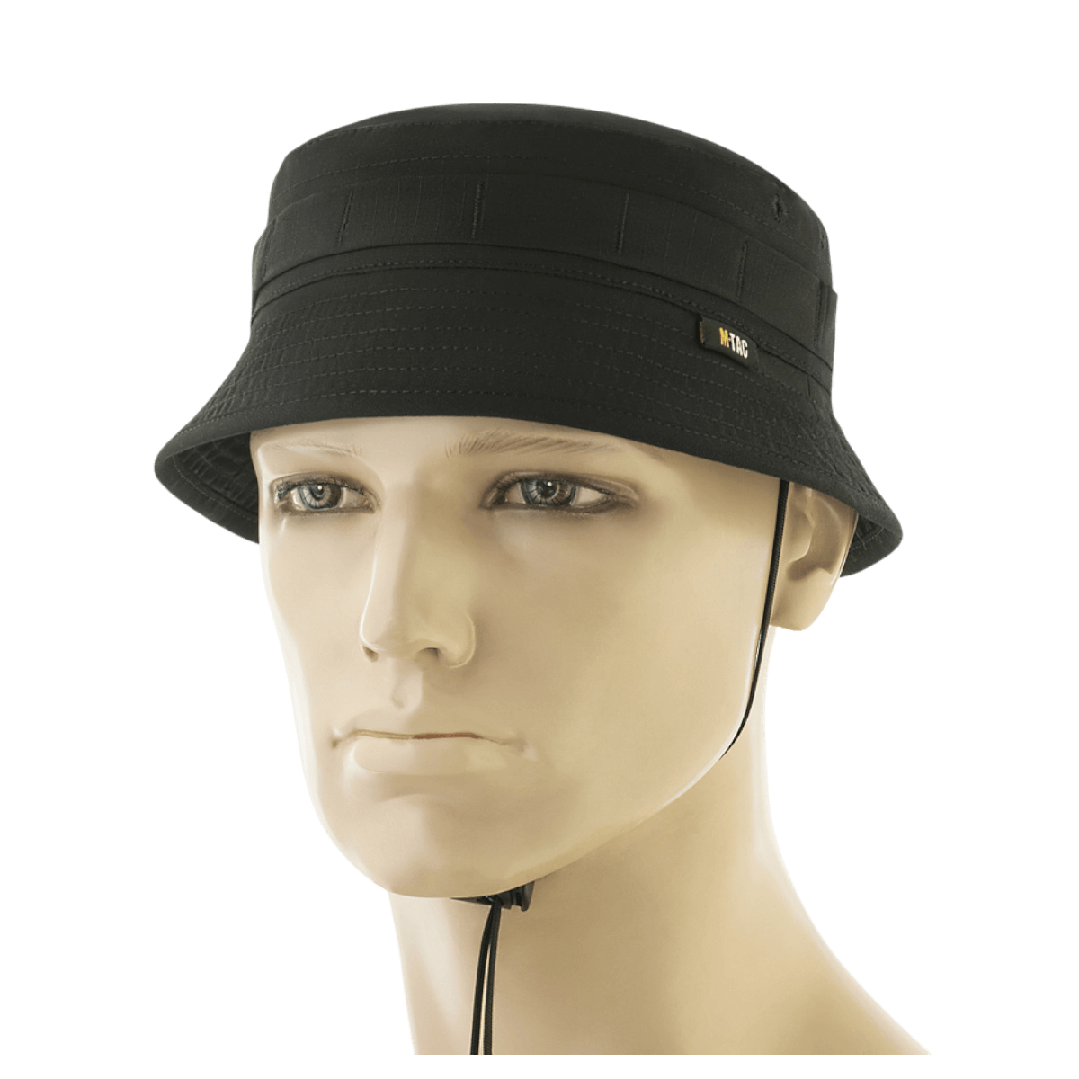 M-Tac Panamahat Gen. II Flex Rip-Stop i sort slidstærkt rip-stop stof til sommerbrug, vist på mannequin. Komfortabel og holdbar.