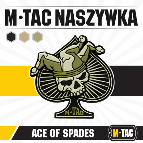 M-Tac Ace of Spades 3D PVC Patch med dødningehode-design, egnet for taktisk bruk, festes med velcro, PVC.