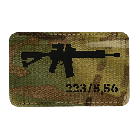 M-Tac AR-15 223/5,56 Laser Cut-patch, taktisk moralepatch med Velcro, Cordura 500D, slitesterk for militær og airsoft-bruk.