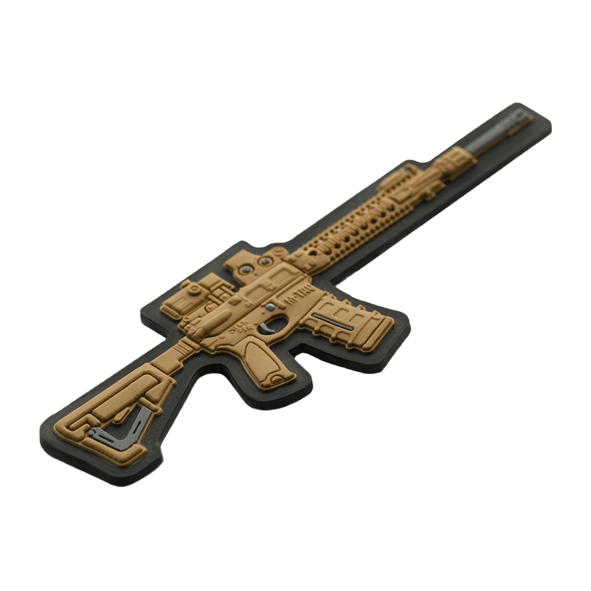 M-Tac AR-15 3D PVC Patch, taktisk morale patch med AR-15 design, kan fastgøres med Velcro, holdbar til militær og airsoft.