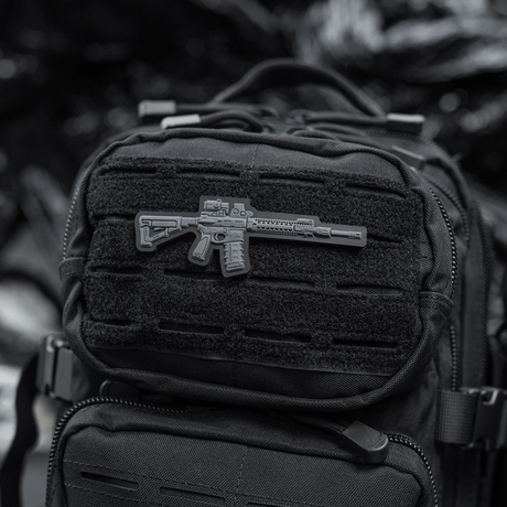 M-Tac AR-15 3D PVC-patch på ryggsekk, taktisk moralepatch med Velcro, slitesterk for utendørs bruk og militært bruk.