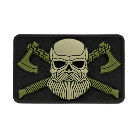 M-Tac Bearded Skull 3D PVC-patch med Velcro, taktisk patch med skjeggete kranium-design, holdbar for militært og utendørs bruk.