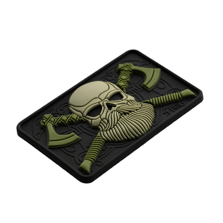M-Tac Bearded Skull 3D PVC-patch i PVC med skjeggete kranium og Velcro for feste på militær- og outdoorutstyr.