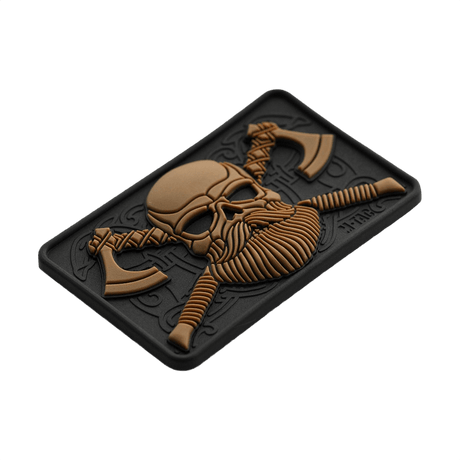 M-Tac Bearded Skull 3D PVC-patch med skjeggete kranium-design og Velcro for feste på utstyr, i holdbar PVC, 80x50 mm.