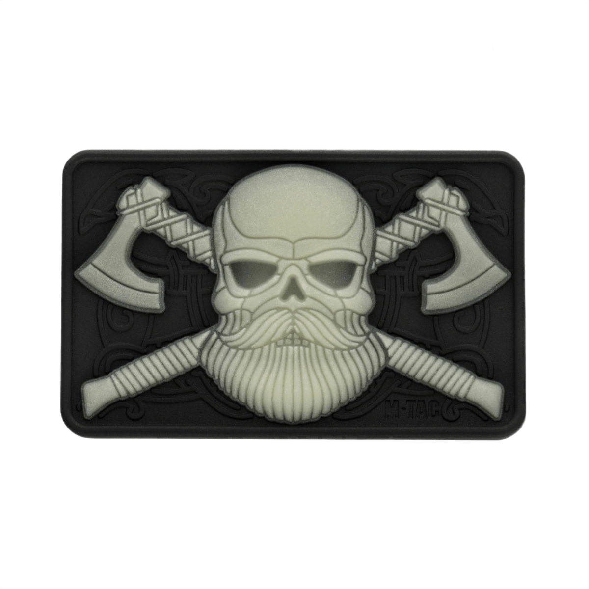 M-Tac Bearded Skull 3D PVC Patch med skægget kranium design, Velcro fastgørelse, taktisk morale patch, slidstærk, militær og outdoor, 80x50mm.