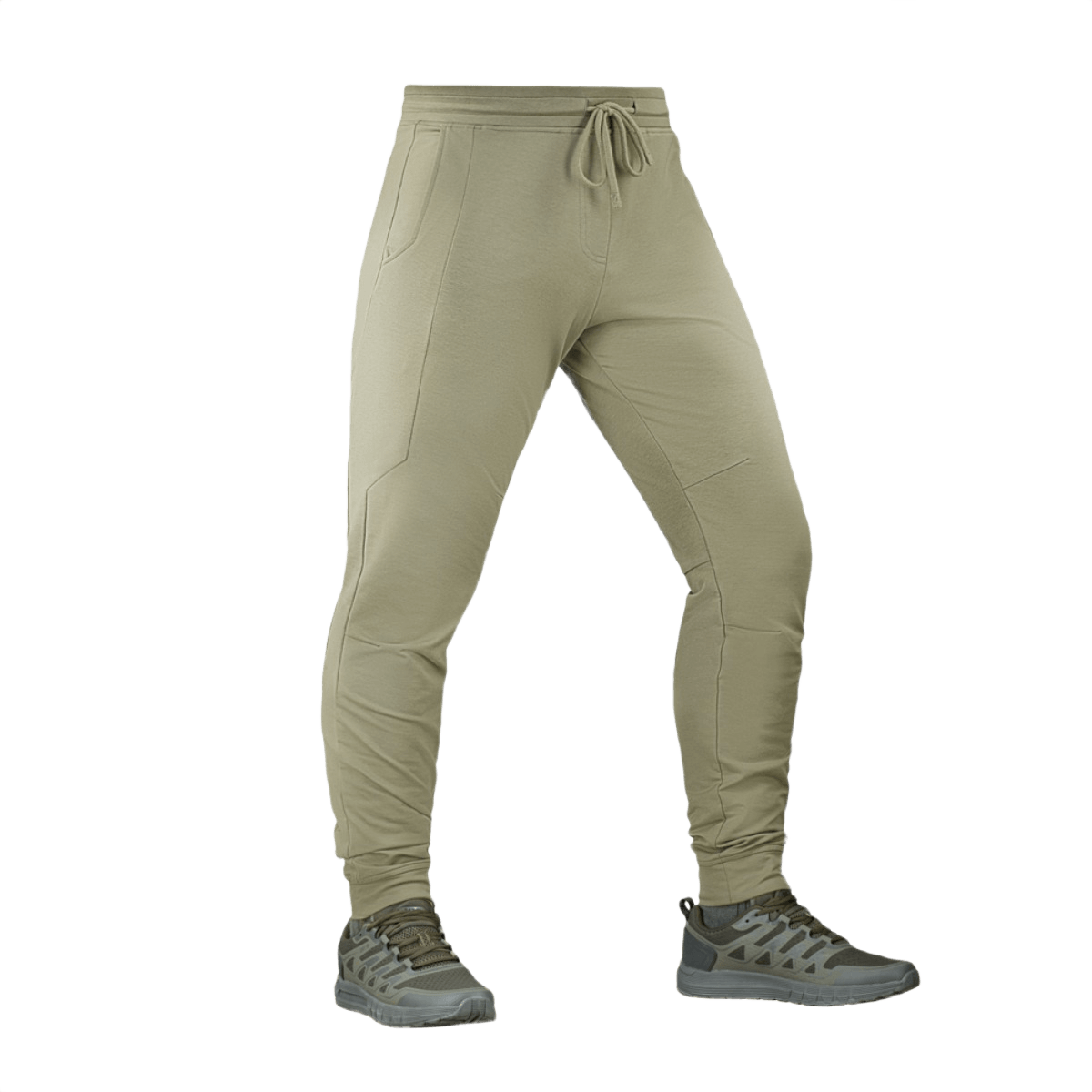 M-Tac Bukser Stealth Active i beige, alsidige sportbukser til løb, fitness og hverdagsbrug, fremstillet i bomuld, polyester og elastan.