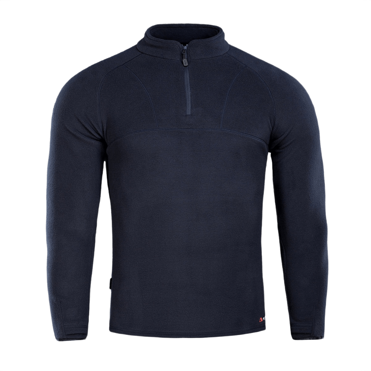 M-Tac Delta Polartec Raglan Jakke i marineblå fleece med midtbryst-lynlås og høj krave, ideel til hverdagsbrug og udendørs aktiviteter.