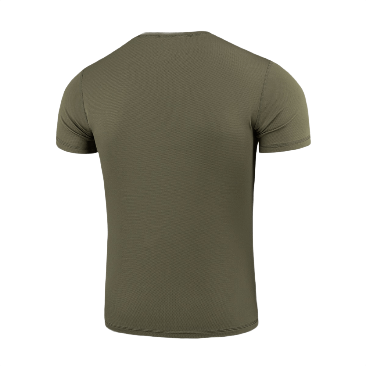 M-Tac Tactical Sweat-Wicking T-Shirt Summer i olivenfarve, set bagfra, ideel til varmt vejr og aktiv livsstil med hurtigtørrende materiale.