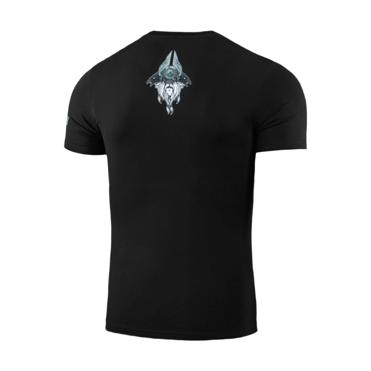 M-Tac T-Shirt Odin Mystery med unikt Odin-print bagpå, nordisk mytologi tema, sort, komfortabelt bomuldsblanding.