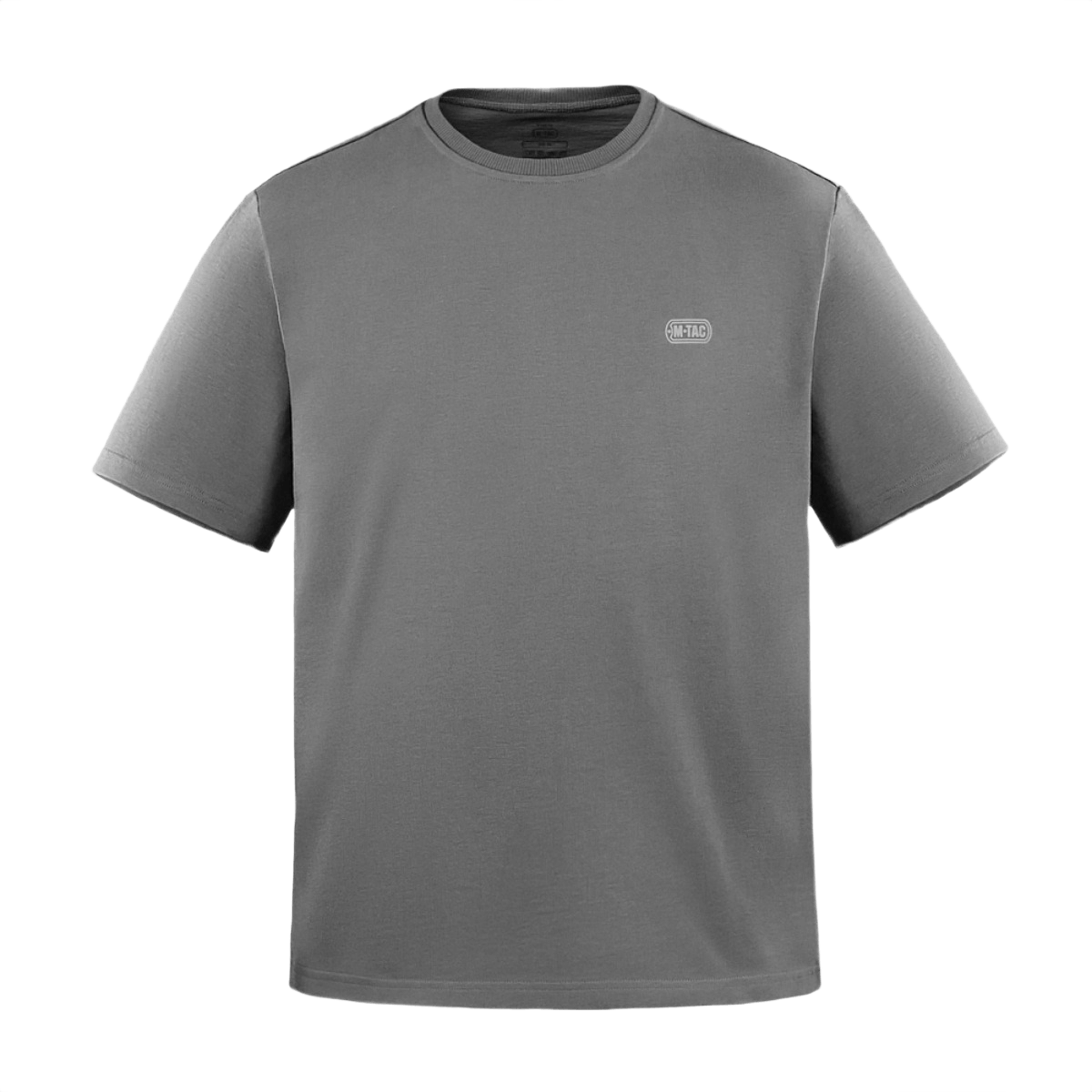 M-Tac Cotton HARD T-shirt i grå farve med reflekterende logo, oversize snit for maksimal bevægelsesfrihed og komfort, 100% bomuld.