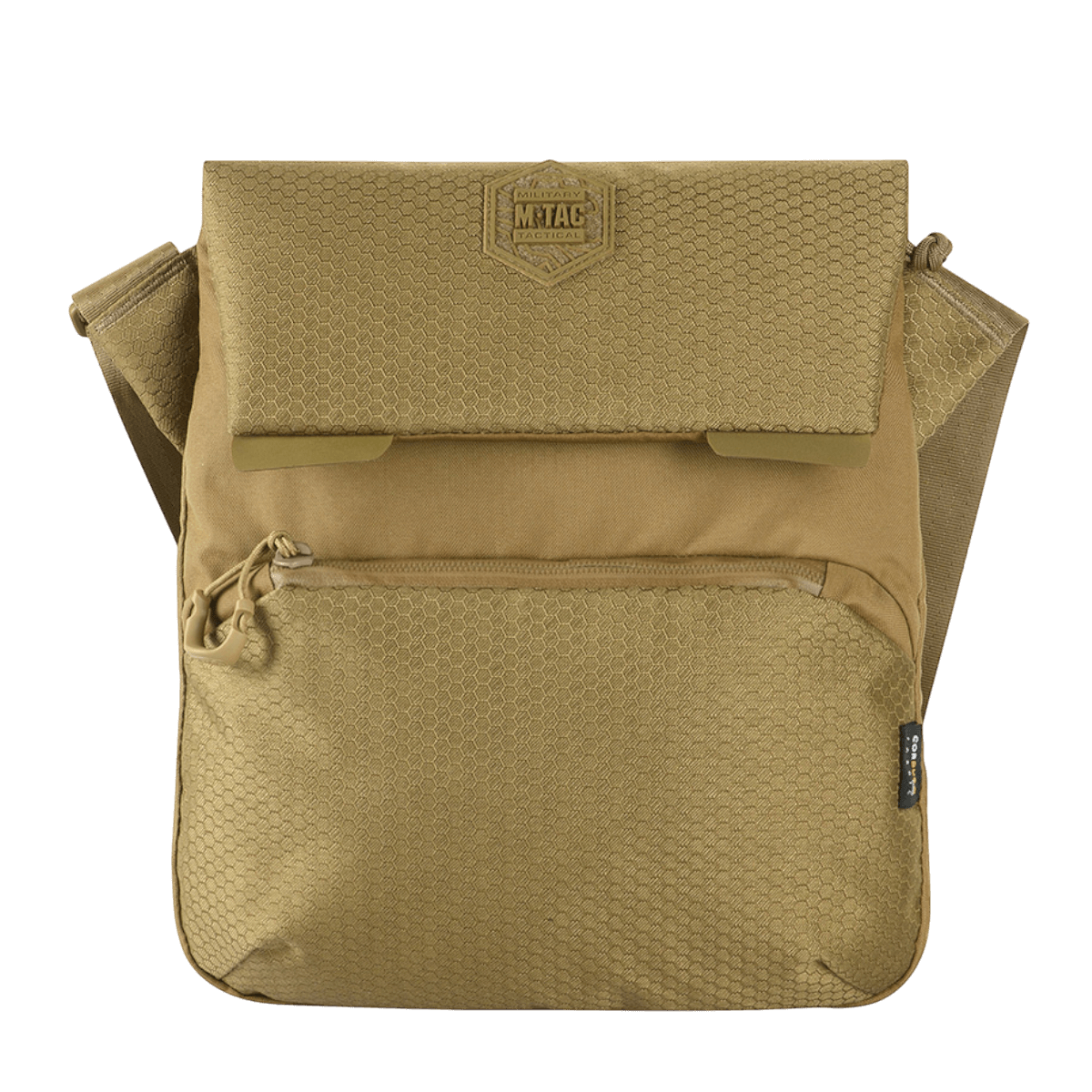 M-Tac Konvert Taske Elite i slidstærkt Cordura materiale med justerbar skulderrem, tablet design, og magnetventil lukning.