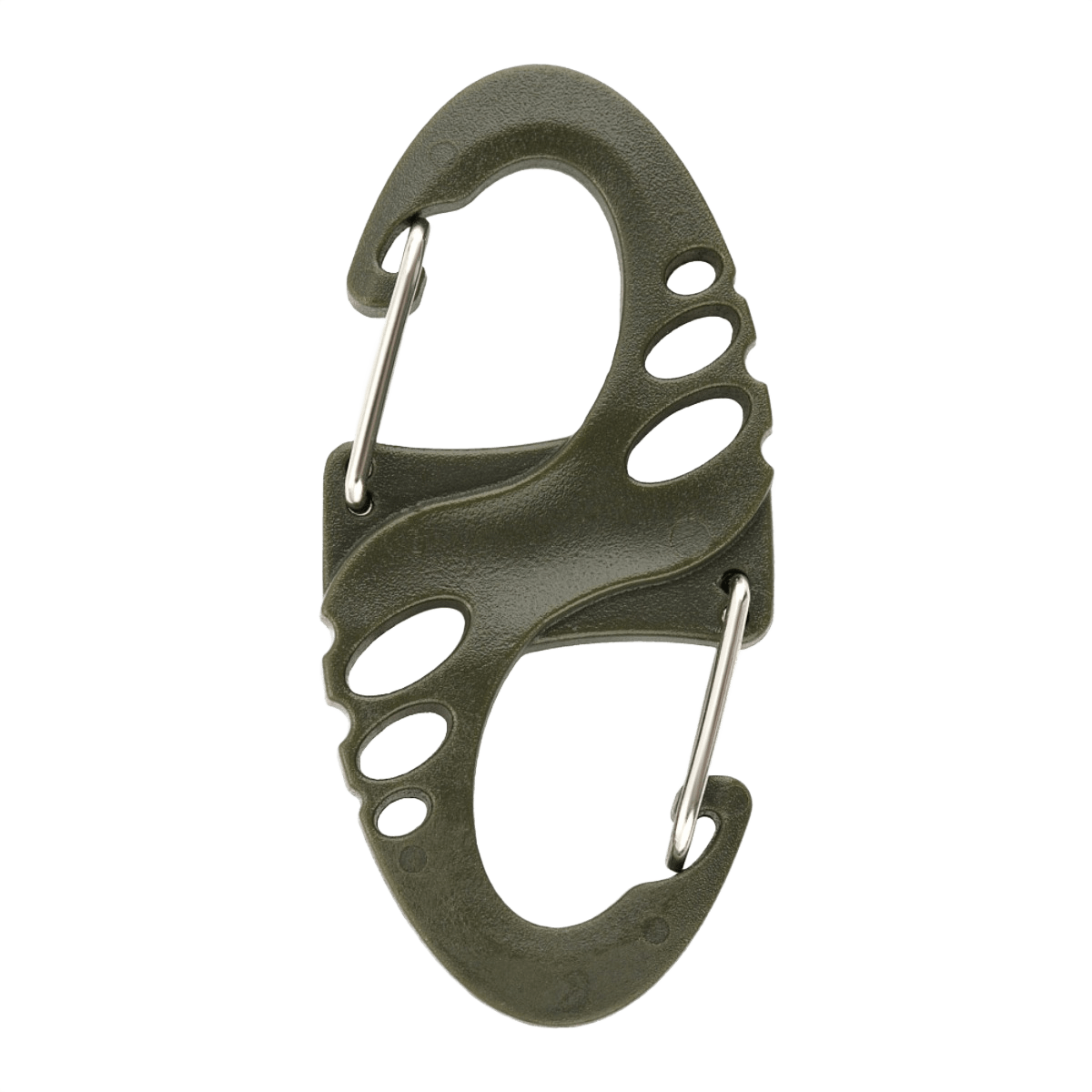 M-Tac Plast S-Krog Karabinhage i plast og stål, ideel til nøgler og let udstyr, velegnet til daglig brug, ikke til klatring.