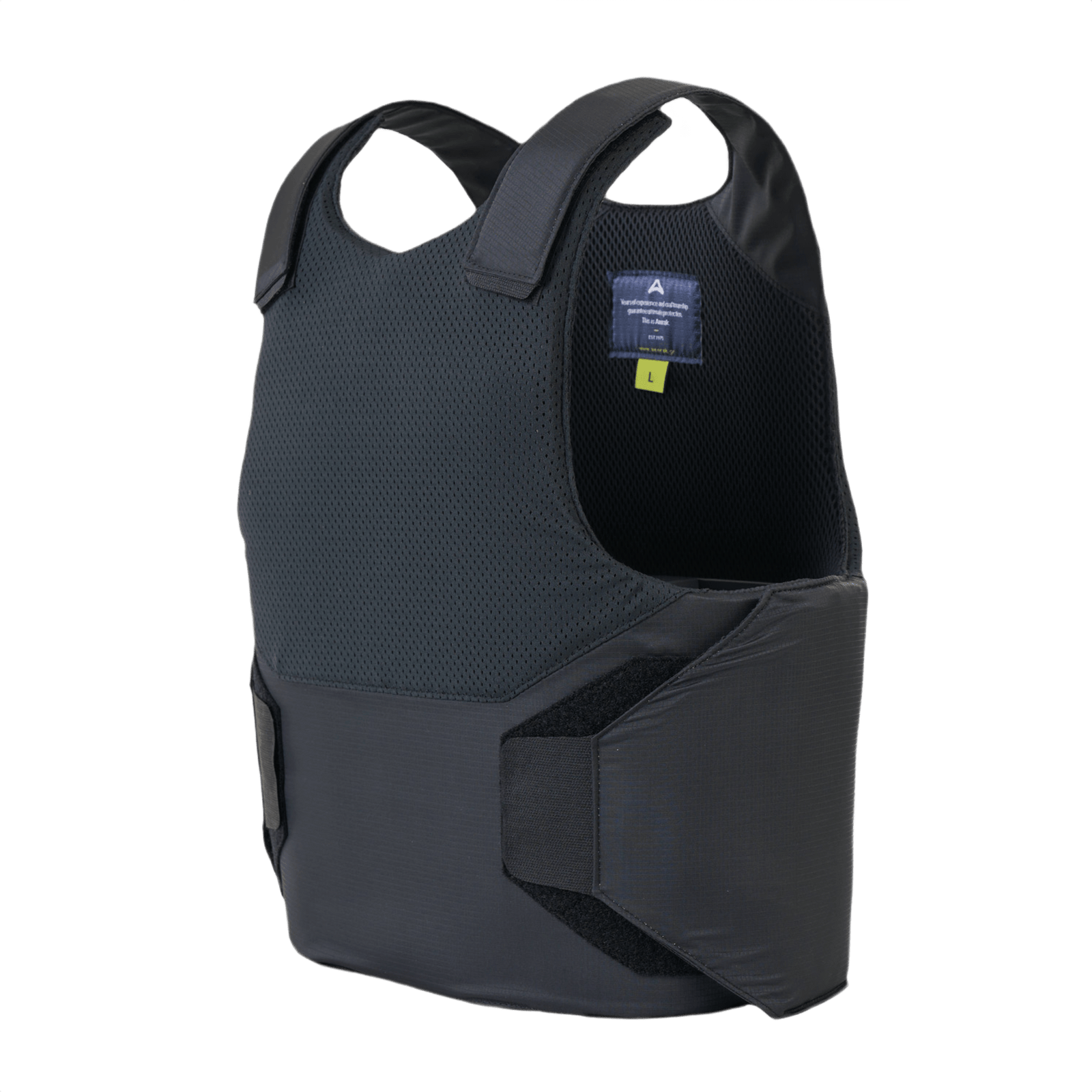 Anorak Rhodium® Concealable I Stik & Skudsikker Vest med NIJ niveau IIIA-beskyttelse, sort, set bagfra.